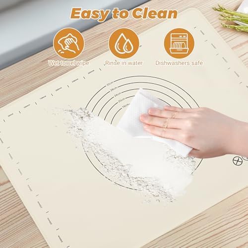28" X 20" Dough Mat for Counter, Pastry Mats for Rolling Dough, Silicone Baking Mat with Measurements, Non Stick Silicone Pastry Mat, Kneading Counter Mat for Pastry, Bread, Cookies, Pizza