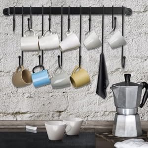 AJART Coffee Cup Holder Wall-Mounted: Hanging Coffee Mug Wall Rack - 23 Inch Coffee Cup Rack Storage Organizer