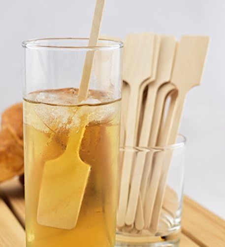 Gmark Green Product 6.25 Inch Wood Kayak Paddle Shape Sticks, Wood Stirrer for Honey, 100/Bag GM1035