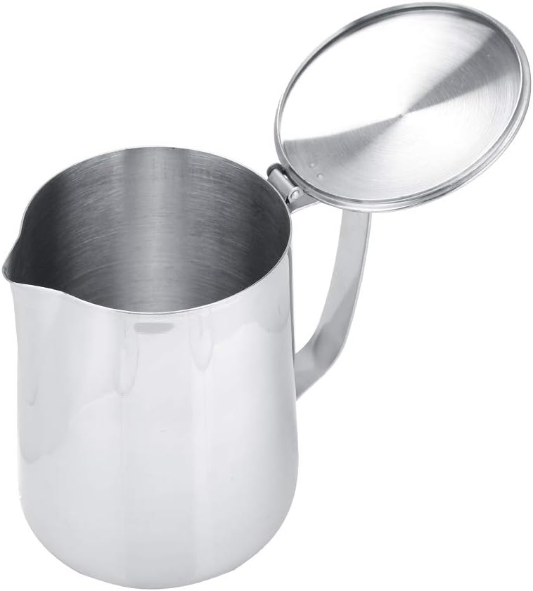 Commercial Grade Stainless Steel Coffee Steaming Pitcher Milk Frothing Cup Jug with Lid (350mL)