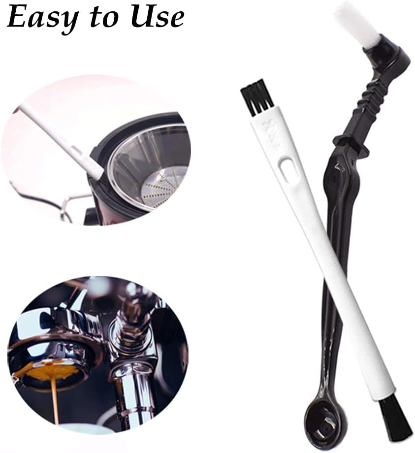 DXary 5 Pieces Coffee Brush Set Professional Espresso Brush Kit Include Wooden Coffee Grinder Machine Cleaning Brush and Nylon Espresso Brush for Coffee Machine Group Head (5)