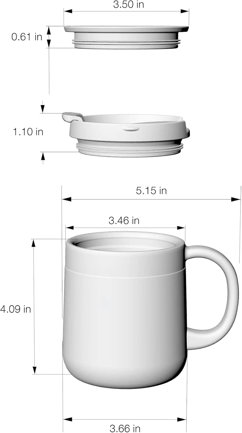 11OZ 330ML Stainless Steel Insulated Coffee Mug with Handle, Double Wall Stainless Steel Tumbler Cup with 2 Lids, Black