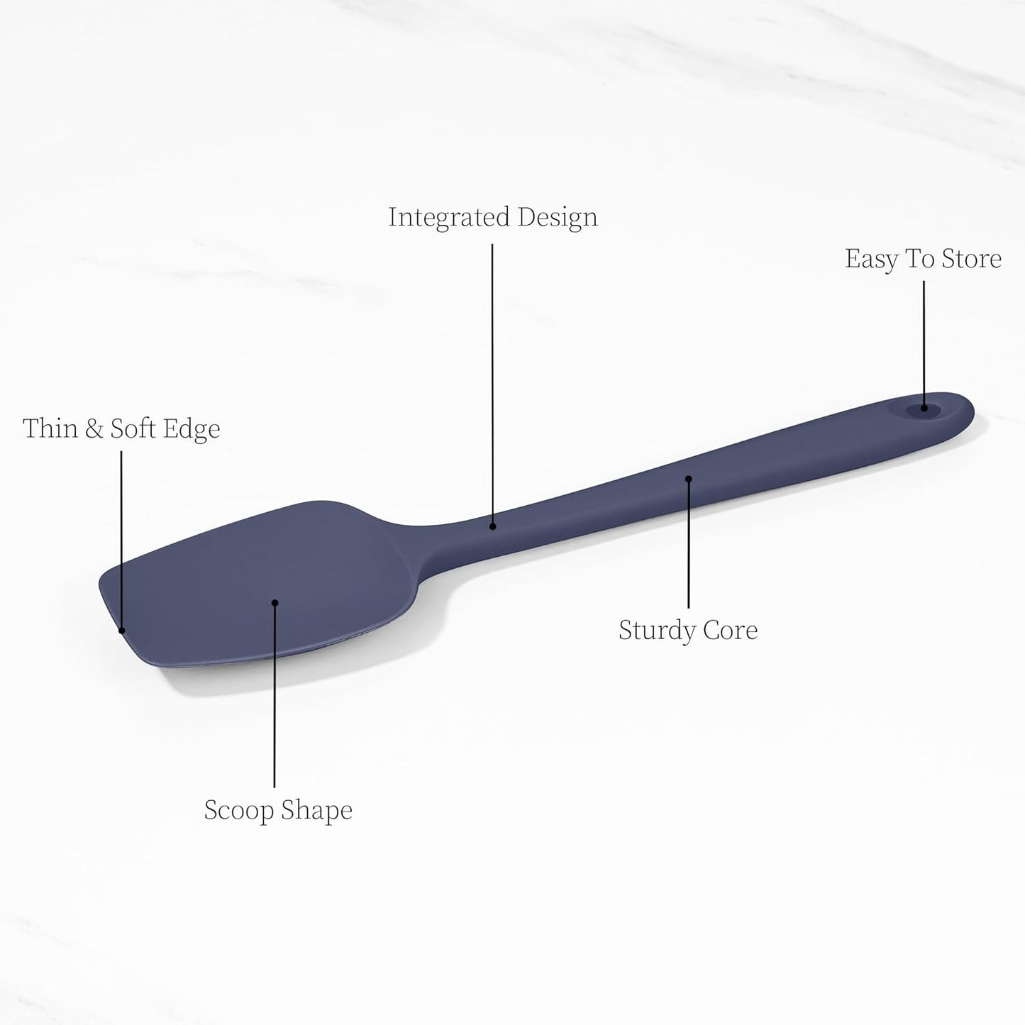 600ºF Heat Resistant Spatulas, High Heat Food Safe Semless Kitchen Silicone Scraper Set for Cooking Baking Mixing Scraping Stirring Nonstick Cookware Pan Bowl (4Pcs,Midniaht Blue)