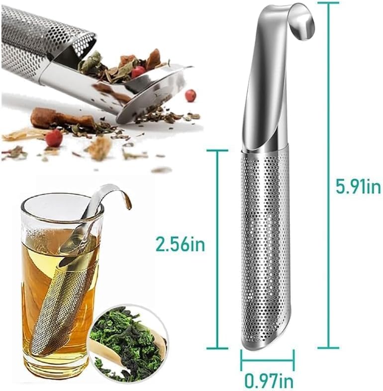Stainless Steel Tea Diffuser, 2025 New Tea Artifact Creative Pipe Tea Infuser Mesh Strainer with Hanging Hook Handle, Universal Fine Holes Tea Interval Diffuser for Loose Tea Leaf Coffee Etc (1)