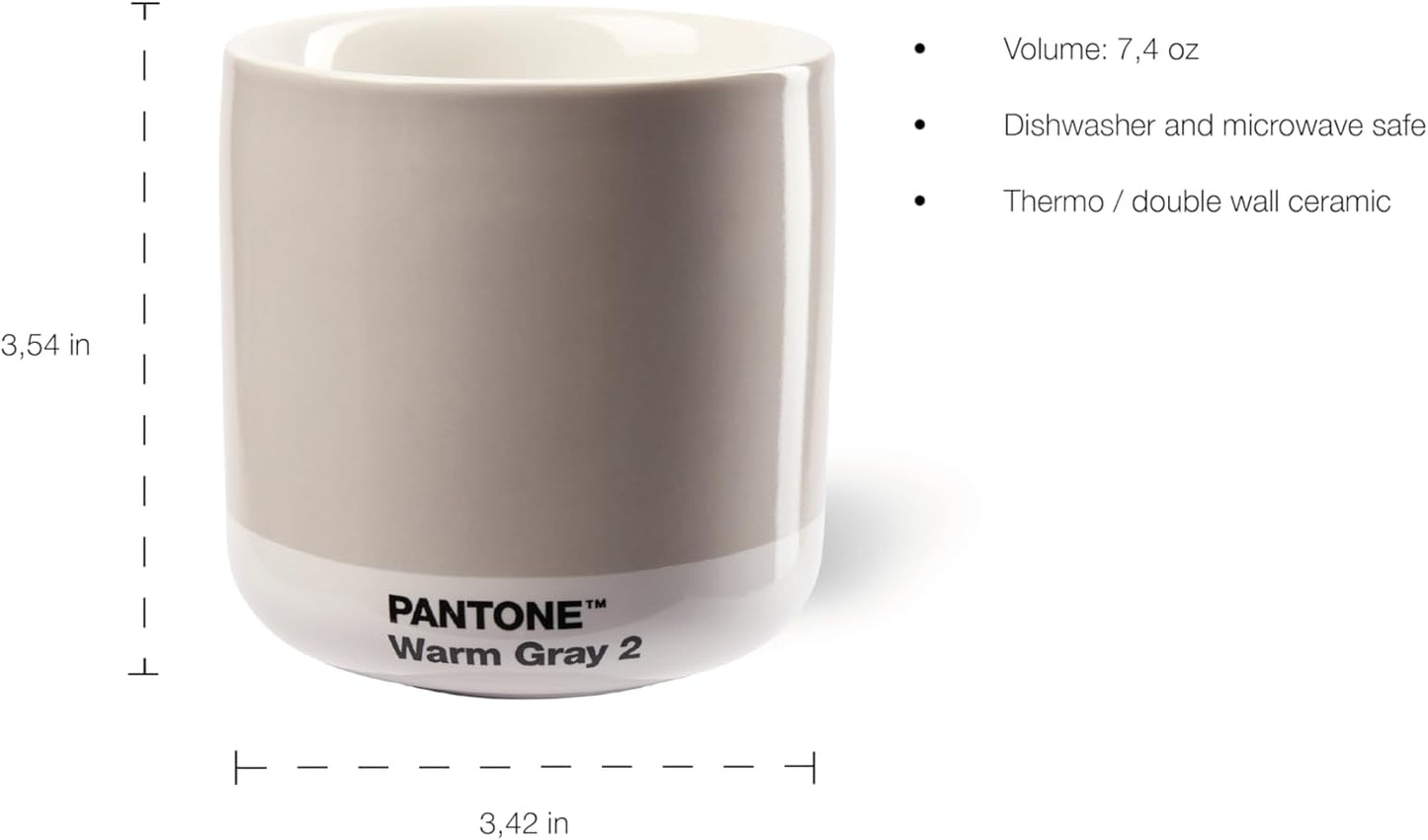 Copenhagen Design Pantone Latte Cup - Double Wall Thermo - Cappuccino Handleless Mug - 7.44oz/220ml, Red 2035
