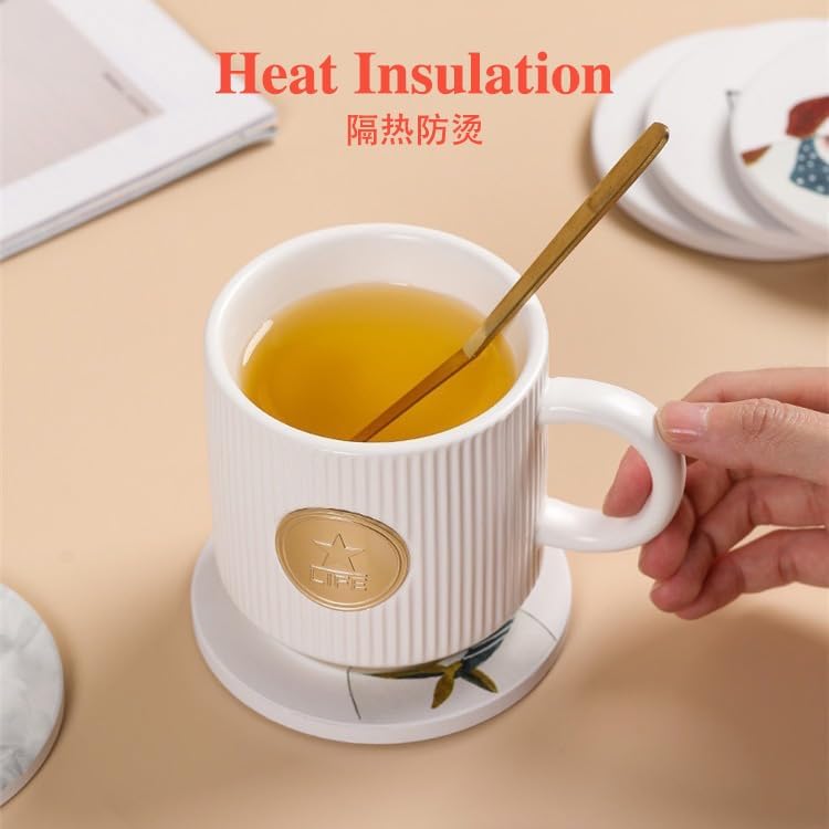 Cute Coasters for Desk Dog Themed Absorbent Ceramic Cup Coasters for Tabletop Protection, Ideal for Various Size Cups Outdoor or Indoor