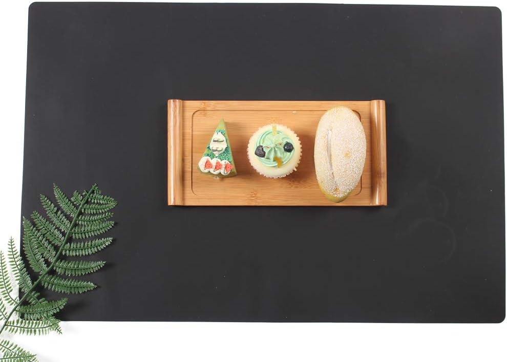 Extra Large Mulitpurpose Silicone Placemat,Countertop Protector, Kitchen Counter Mat, Table Mat, Heat Resistant, Washable, Non Slip ...… (Black -2PCS, 23.6X 15.8inch)