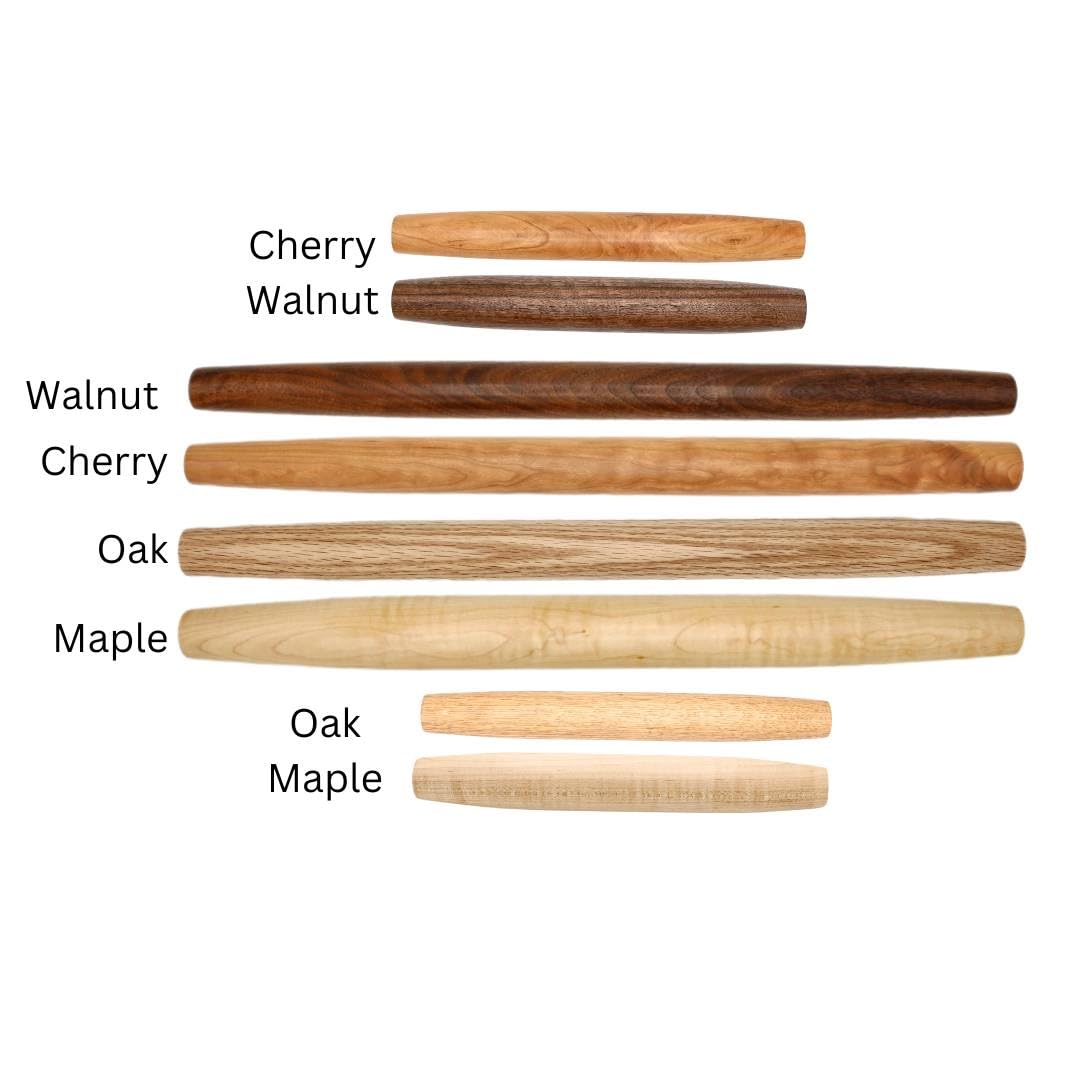 Handmade 12” Maple French Rolling Pin – Wooden Dough Roller for Baking, Pastry, Pizza, and Tortillas – Smooth Wood Rolling Pin for Thin Dough, Chapati, Cookies – Handcrafted in USA from Solid Maple