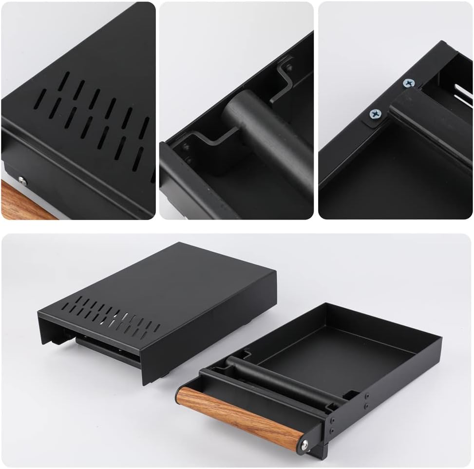 Espresso Knock Box Drawer with Handle Coffee Grounds Container Stainless Steel Coffee Knock Box Accessories (BLACK)