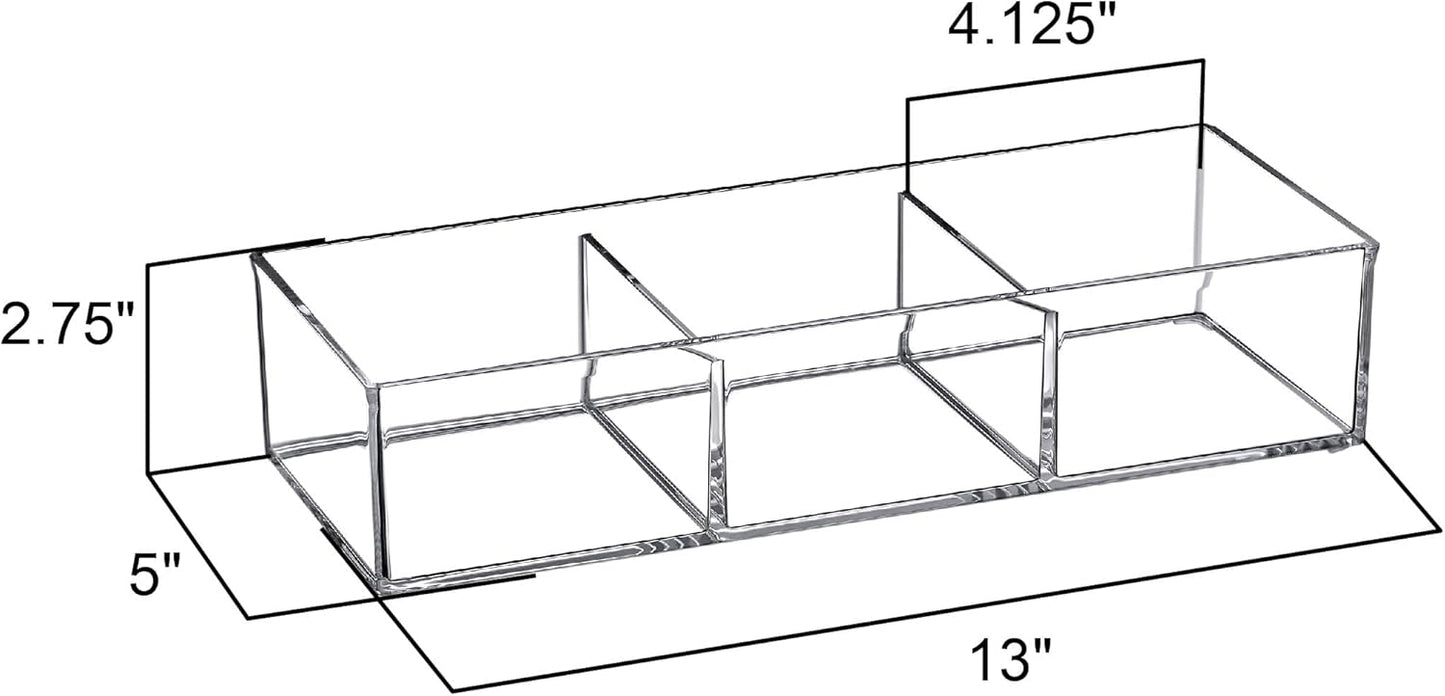 Amazing Abby - Deja Brew - Acrylic 3-Compartment Coffee Pod Holder, Large-Capacity Plastic Coffee Capsule Storage, BPA-Free and Shatter-Proof, Great for Use on Countertop or in Drawer