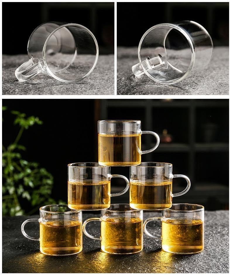 Glass Teapot Set with Infuser Semi Automatic Dragon Tea Set with 6 Small Cups (red dragon)