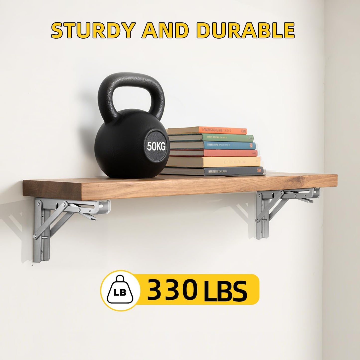 Folding Shelf Brackets Heavy Duty Stainless Steel – Wall Mounted Collapsible Table Bracket for DIY Workbench, RV Countertop, Kitchen Folding Desk 2 Pack