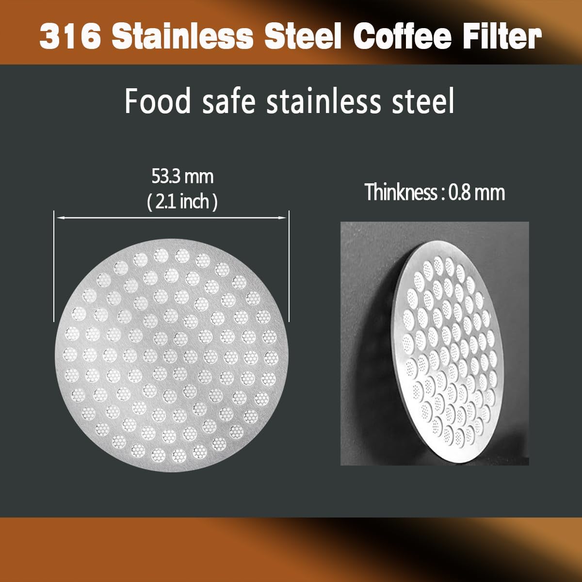 53.3mm Espresso Puck Screen-Food-Grade 316 Stainless Steel, 0.8mm Thickness, Reusable Filter for Espresso Portafilter-Compatible with Puck Screen 54mm Breville & Breville Coffee Accessories