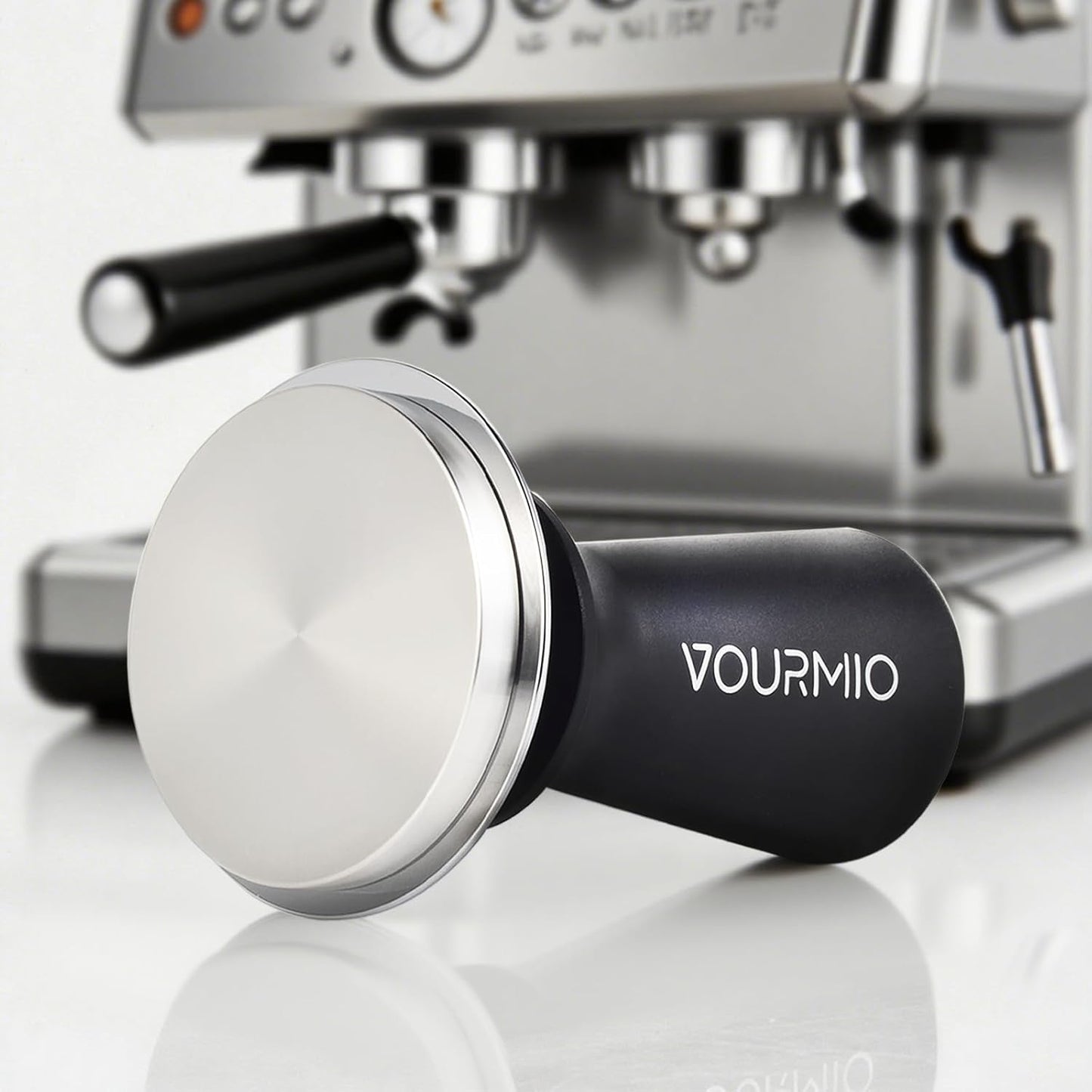 53mm Espresso Tamper - Calibrated Coffee Tamper with Spring Loaded 30lb Pressure, Tamper Tool Espresso with Flat Stainless Steel Base, Black