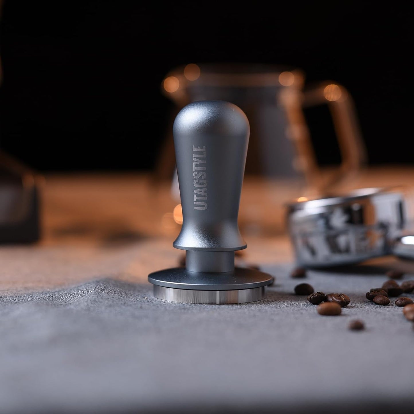 58.5mm Espresso Tamper Spring-loaded Coffee Tamper Espresso Hand Tamper with Stainless Steel Flat Base & Aluminum Handle Barista Ergonomic Tamper Espresso Accessories for 58mm Portafilter Basket