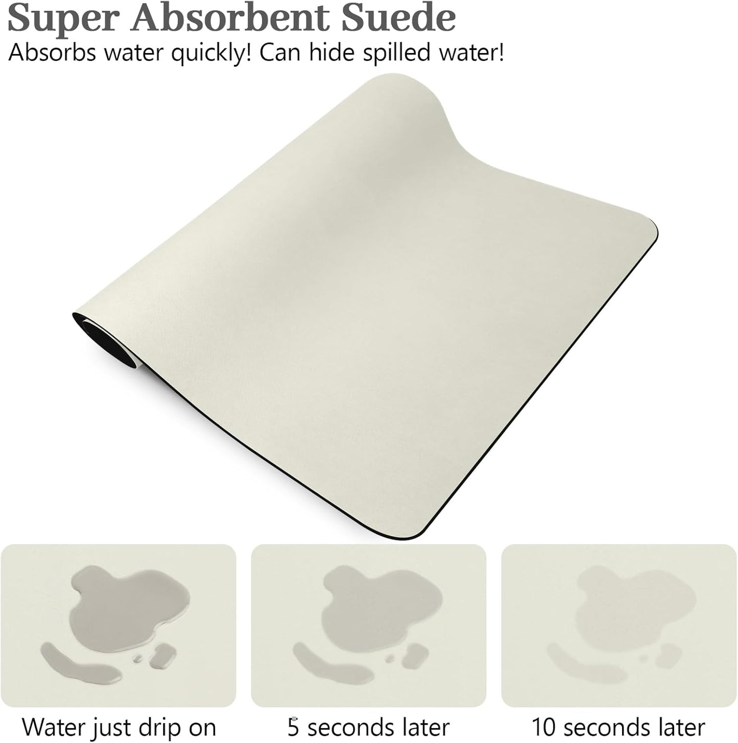 Bloss Coffee Mat, Super Absorbent Dish Drying Mat, Coffee Bar Mat, Kitchen Counter Mat, Hide Stain Rubber Backed Dish Drying Pad(12.2"x19.7", Off White)