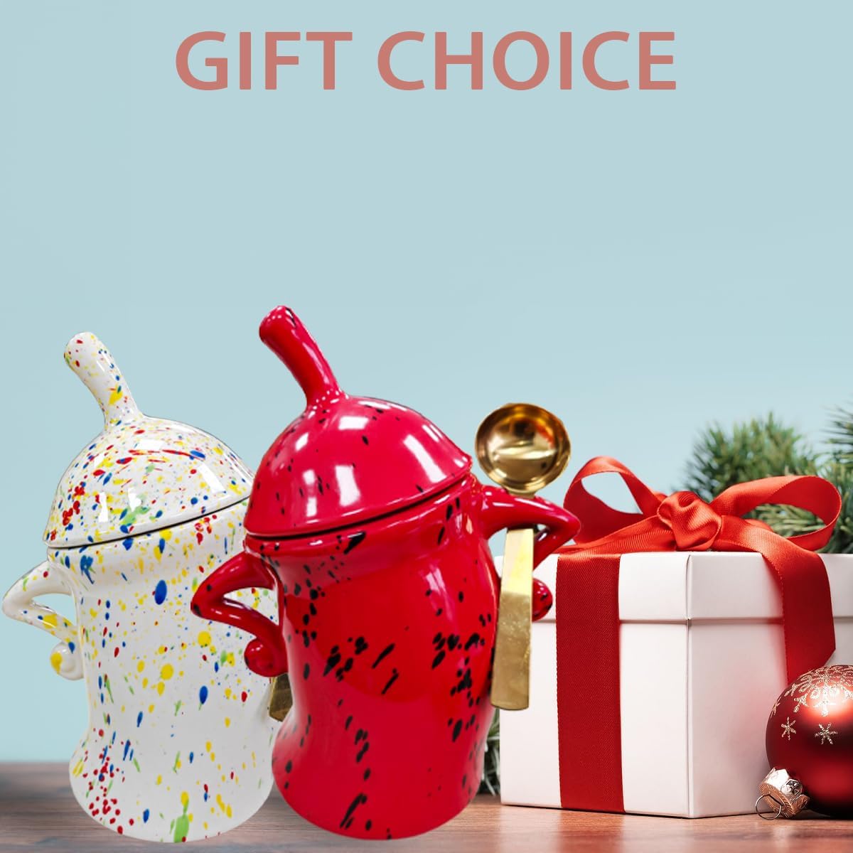 Canister With Attitude - 1.2L Ceramic Storage Jar with Lid, Airtight Kitchen Canisters Set for Coffee, Sugar & Tea | Farmhouse Flour Sugar Storage Container, Handmade with Spoon Rest (Gyan+White)