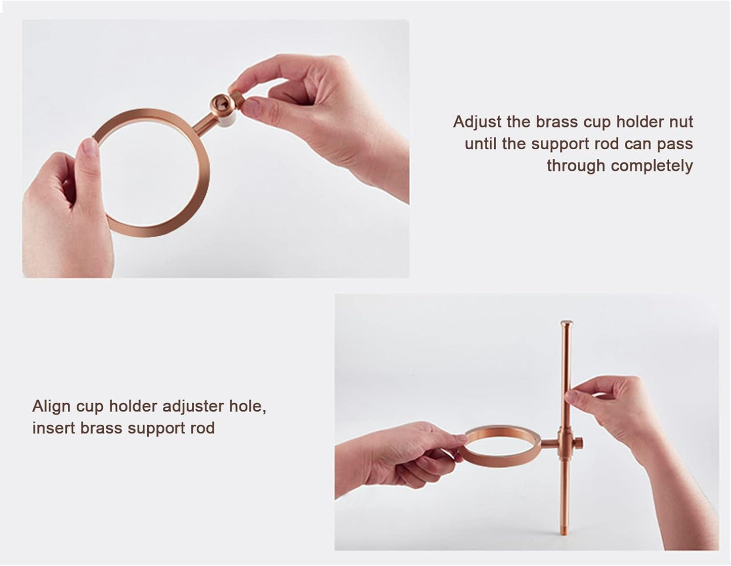 Topyond Pour Over Coffee Dripper Station Stand, Adjustable Stand Wooden Base for Cone Glass Coffee Carafe, Restaurant Filter Holder for Café, Rose Gold