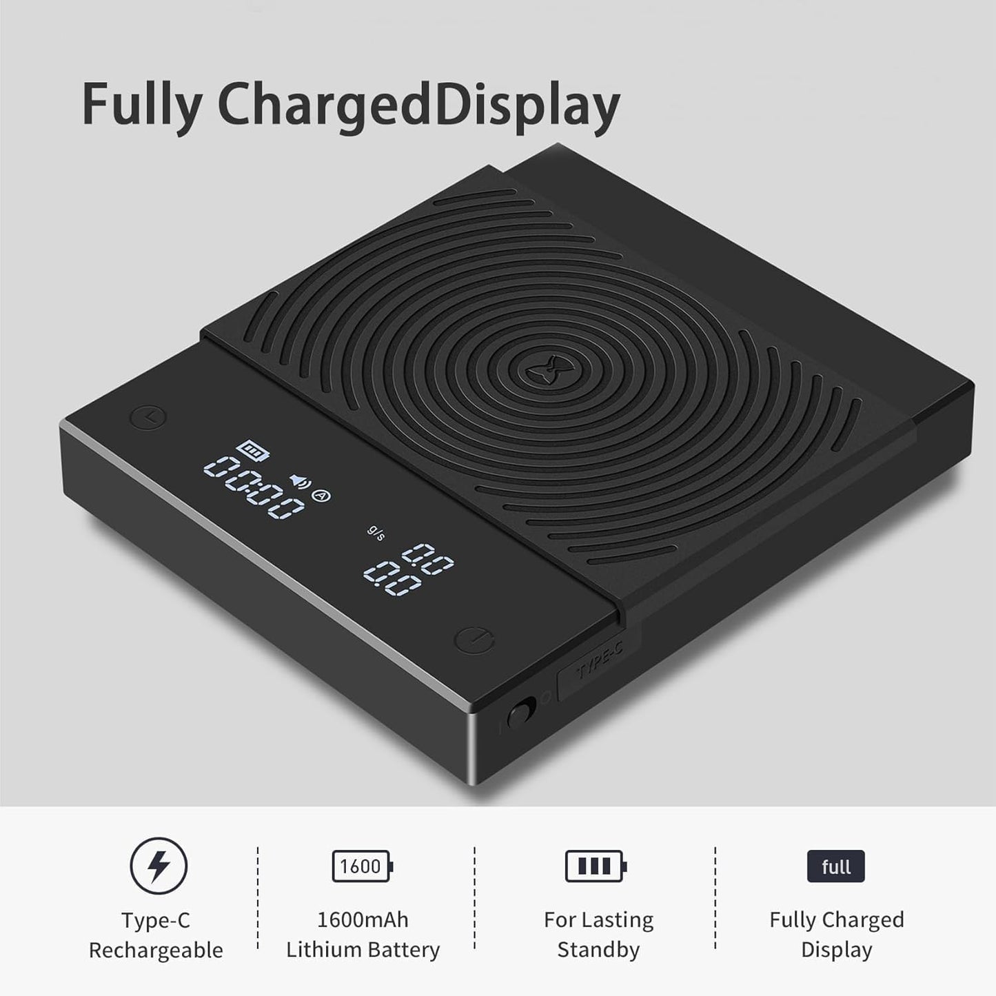 TIMEMORE Coffee Scale Basic 2.0 Electronic Espresso White Scale with Water Flow Rate and Timer Function, Free Switching of Ounce/kg Units, Digital Scale for Kitchen/Baking/Cooking