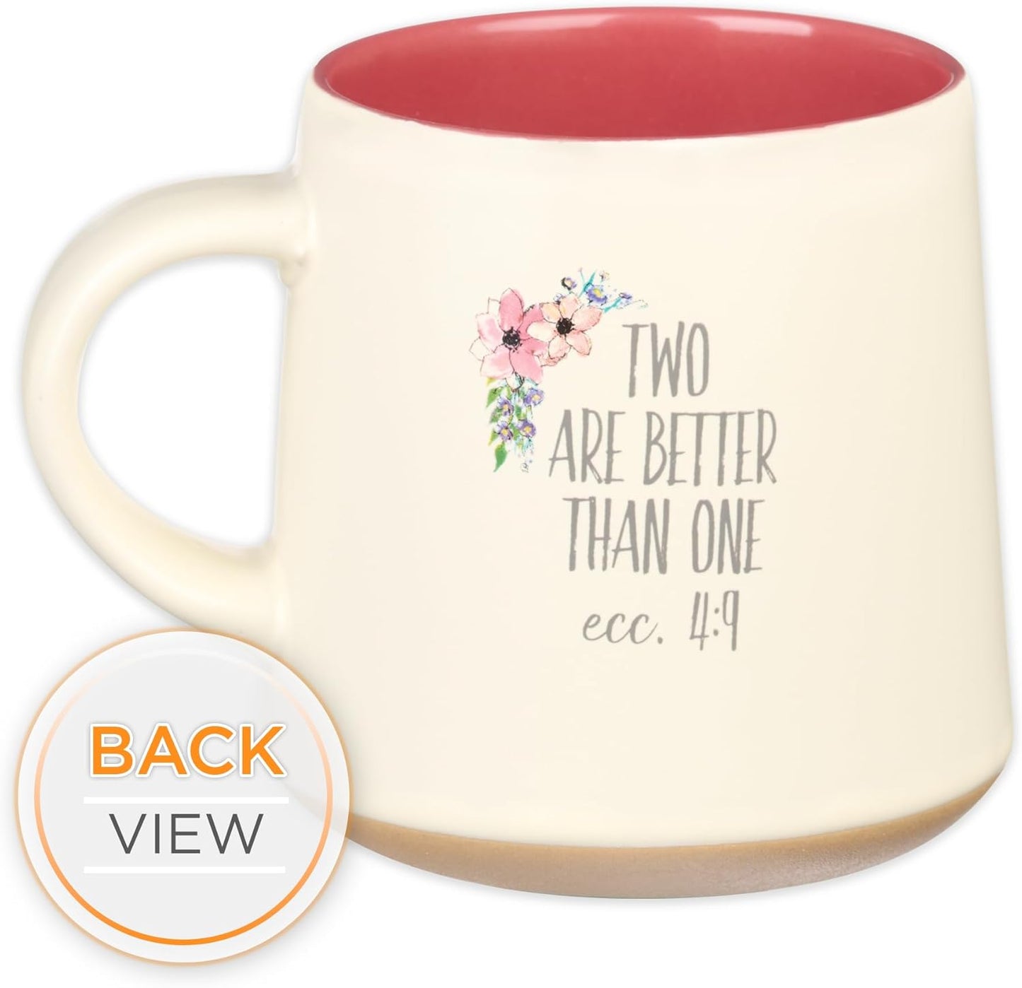 Christian Art Gifts Floral Pink Ceramic Coffee Mug – 14 oz. Microwave and Dishwasher-Safe Inspirational Scripture Coffee and Tea Mug for Women with Bible Verse: Love That You're My Sister –Eccles. 4:9