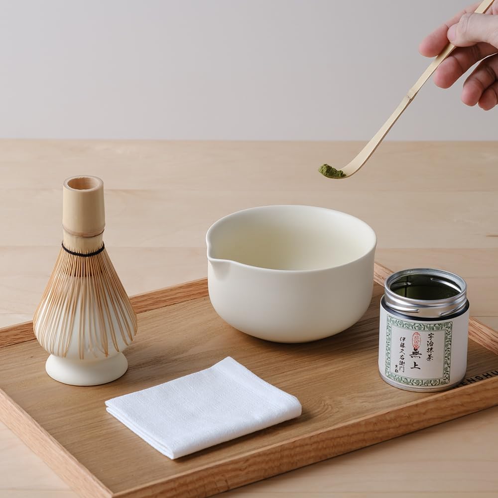 WENSHUO Matcha Kit - Premium Matcha Whisk Set with Traditional Bamboo Tools, Ideal Matcha Tea Set for Home (Crème)