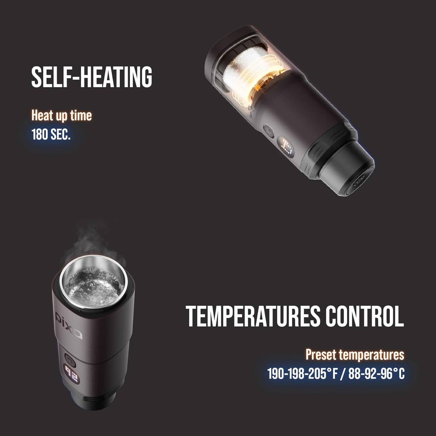 WACACO PIXAPRESSO, Coffee Machine Electric & Portable, With 4 Coffee Types & Fast Heat-Up, 3* 3000mAh Battery Up to 5 Cups, 20 Bar Portable Espresso Maker For Ground Coffee & NS Capsule, Dark Burgundy