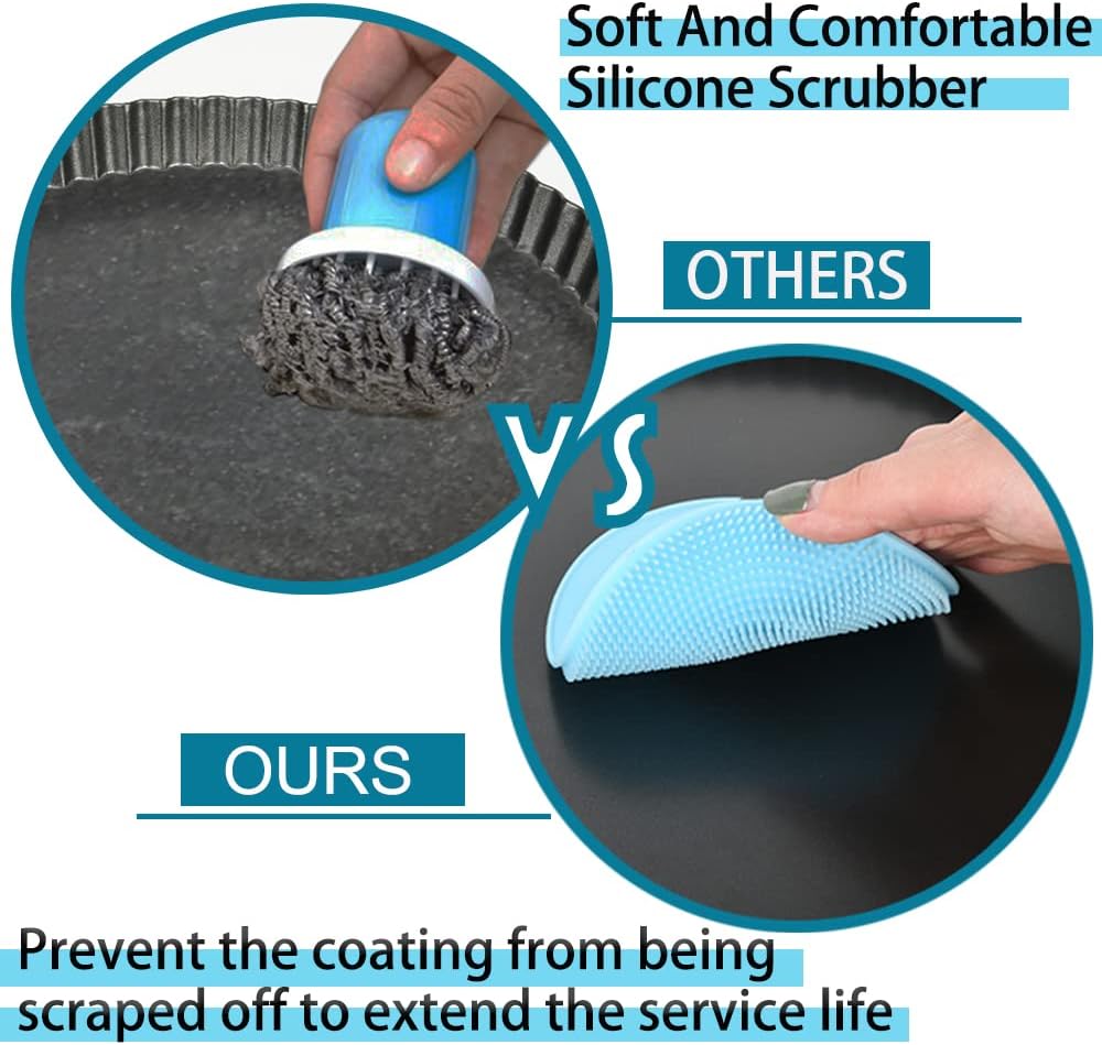 Mini Tart Pans with Removable Bottom 4 inch Set of 10, Non-stick Round Quiche Pan Heavy Duty Carbon Steel for Mousse Cakes, Christmas Dessert Baking with Silicone Scrubber