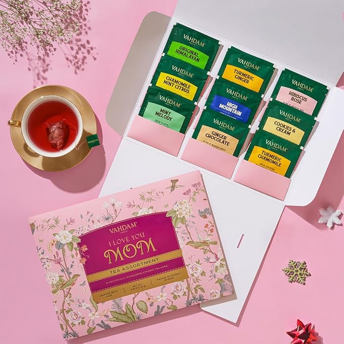 Limited Edition - Gifts for Mom | Assorted Tea Gift Set - 9 Tea Variety Pack | Long Leaf Pyramid Tea Bags | Mom Gift from Daughter & Son