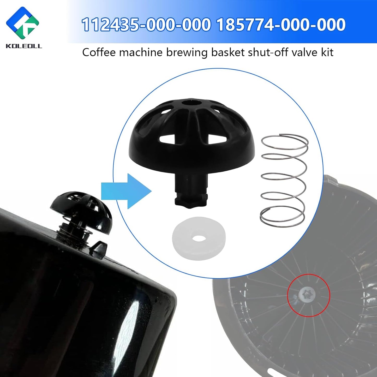 2 Pack Coffee Maker Brew Basket Stop Valve Kit 112435-000-000 185774-000-000 Compatible with Hamilton Beach Coffee Makers 990117900 990237500