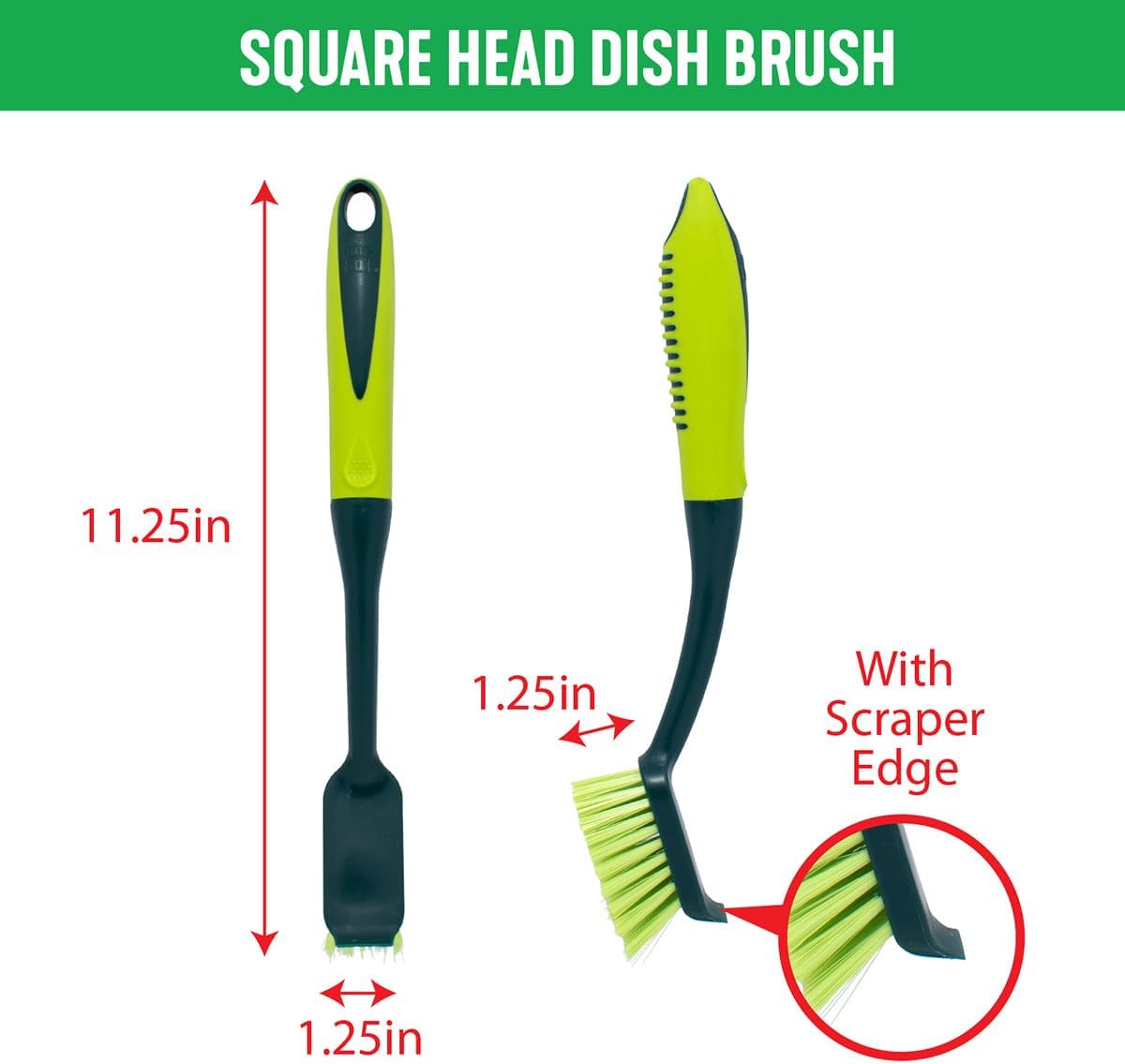 Pine-Sol Scrub Brush Set - Long Handle Cleaning Brushes with Heavy Duty Bristles and Comfort Grip - Scrubbers for Kitchen, Household, and Dishwashing, 5 Pieces