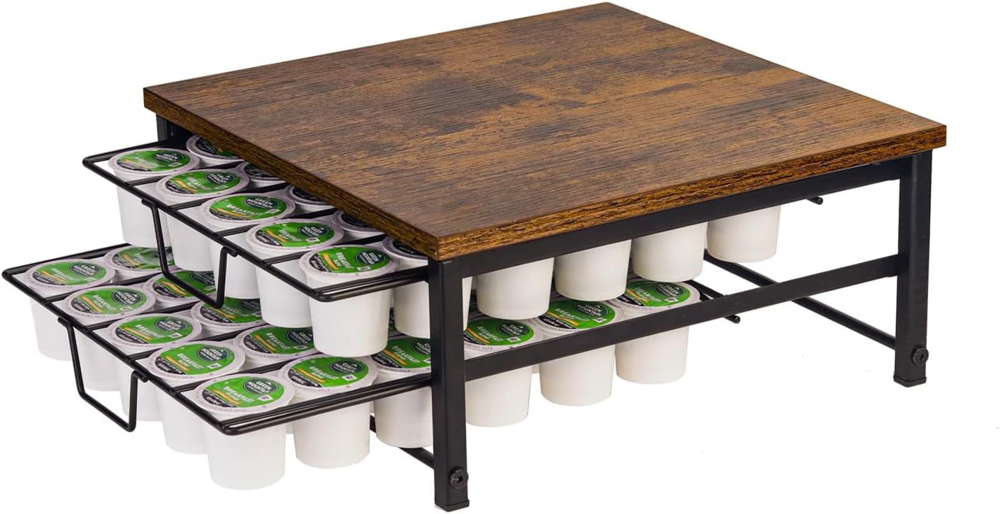 2 Tier Coffee Pod Drawer,60 Capacity Coffee Capsule Storage Organizer Holder For K Cups,Home Kitchen Counter Organizer