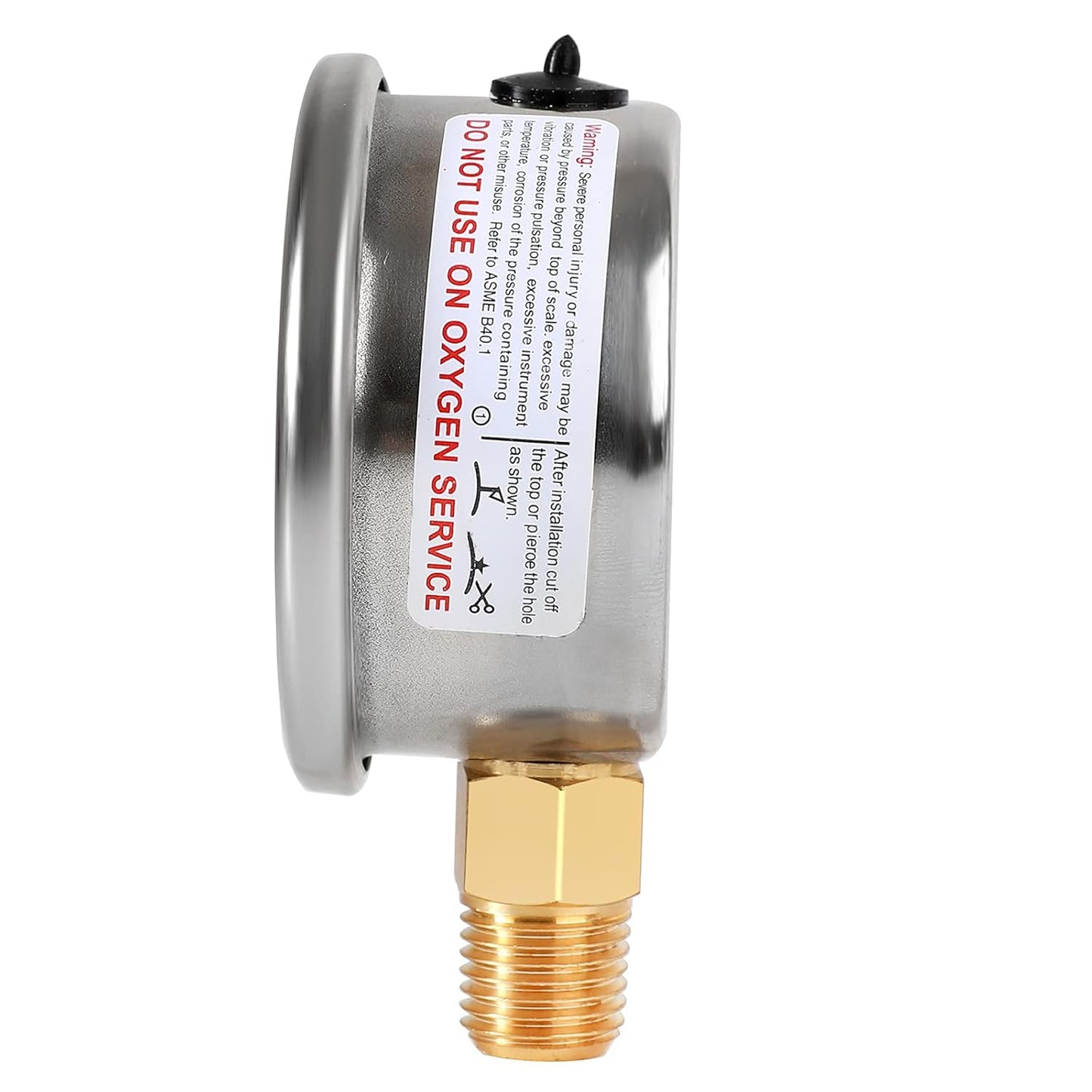 Glycerin Filled Pressure Gauge with 304 Stainless Steel Case, 2.5" Dial Size, 0-30Psi, High Accuracy, 1/4" NPT Center Lower Mount with Single Scale (psi).…