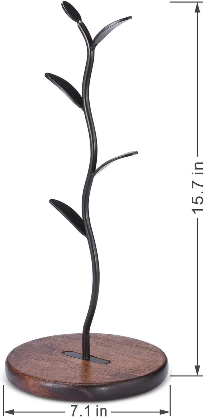 ALLCENER Mug Holder, Countertop Mug Tree, Coffee Mugs & Tea Cup Storage Rack, Coffee Counter Bar Accessory & Kitchen Organizer, Black (single row)