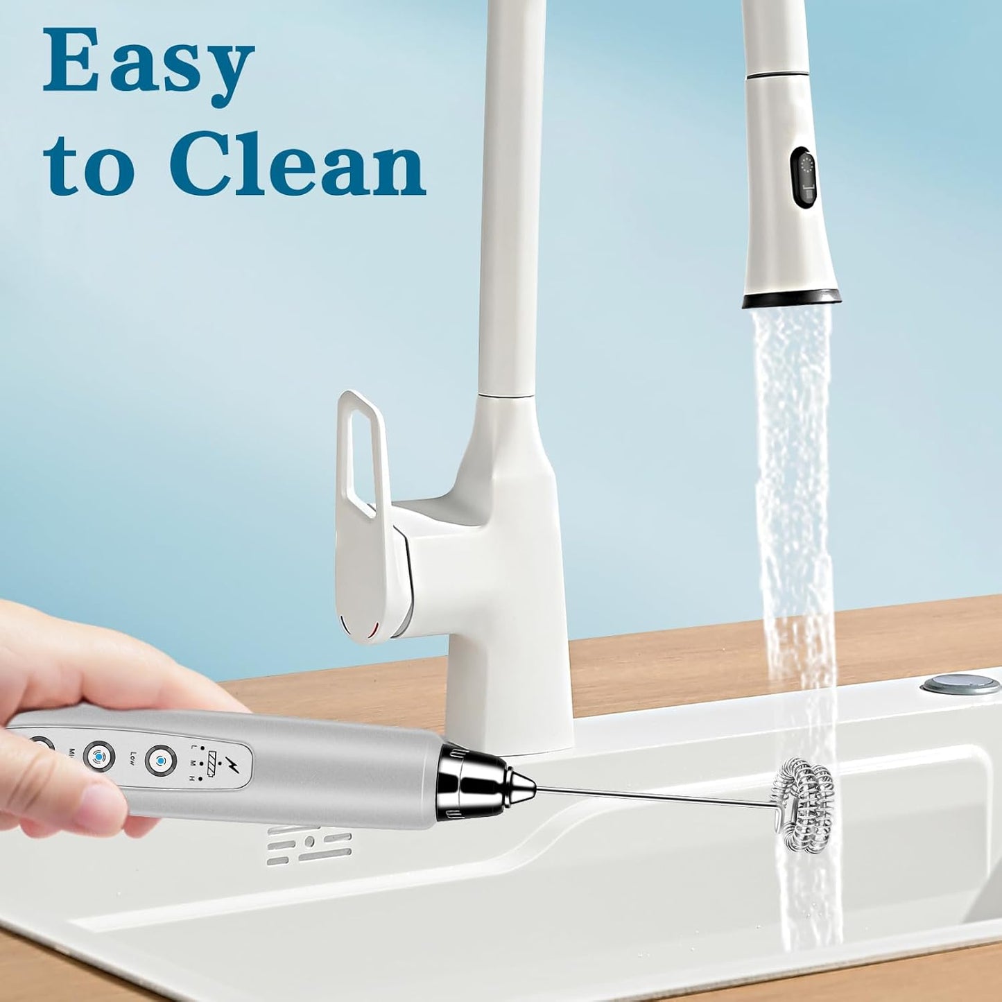 Milk Frother Handheld for Coffee, Electric Whisk 3 Speed Adjustable, Drink Mixer with Stainless 3 Whisks, Rechargeable Hand Frother Wand, Foam Maker for Latte Cappuccino Matcha Egg Silver