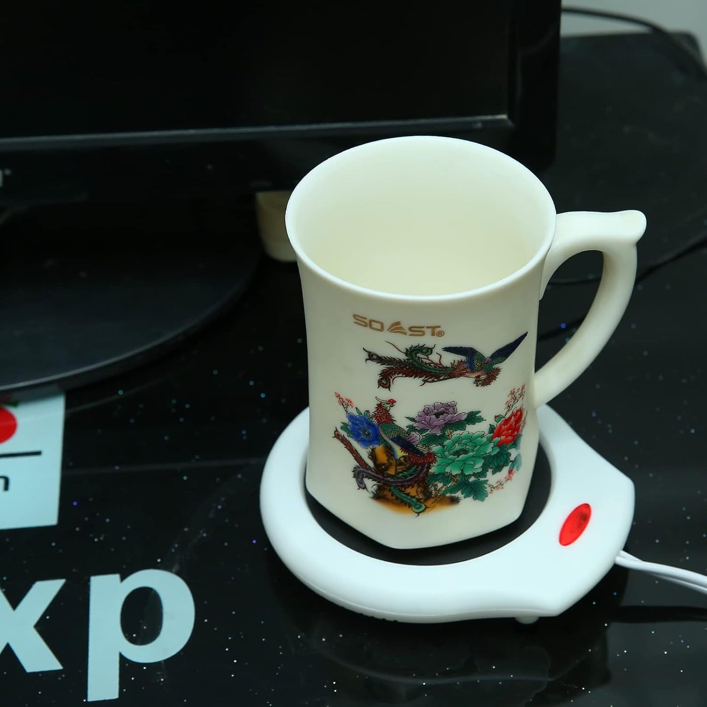 Home&Office Desktop Electric Mug Warmer-Coffee/Tea/Cocoa/Soup-Scented Candles Gift for Winter 2pcs(White and Black (CFW002-White)