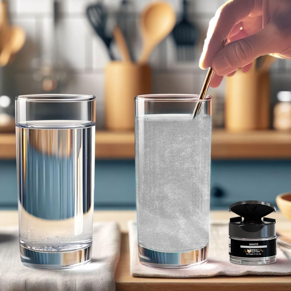 Brew Glitter White Edible Drink Glitter 1x 4g Jar for Cocktails, Beer, & Beverages