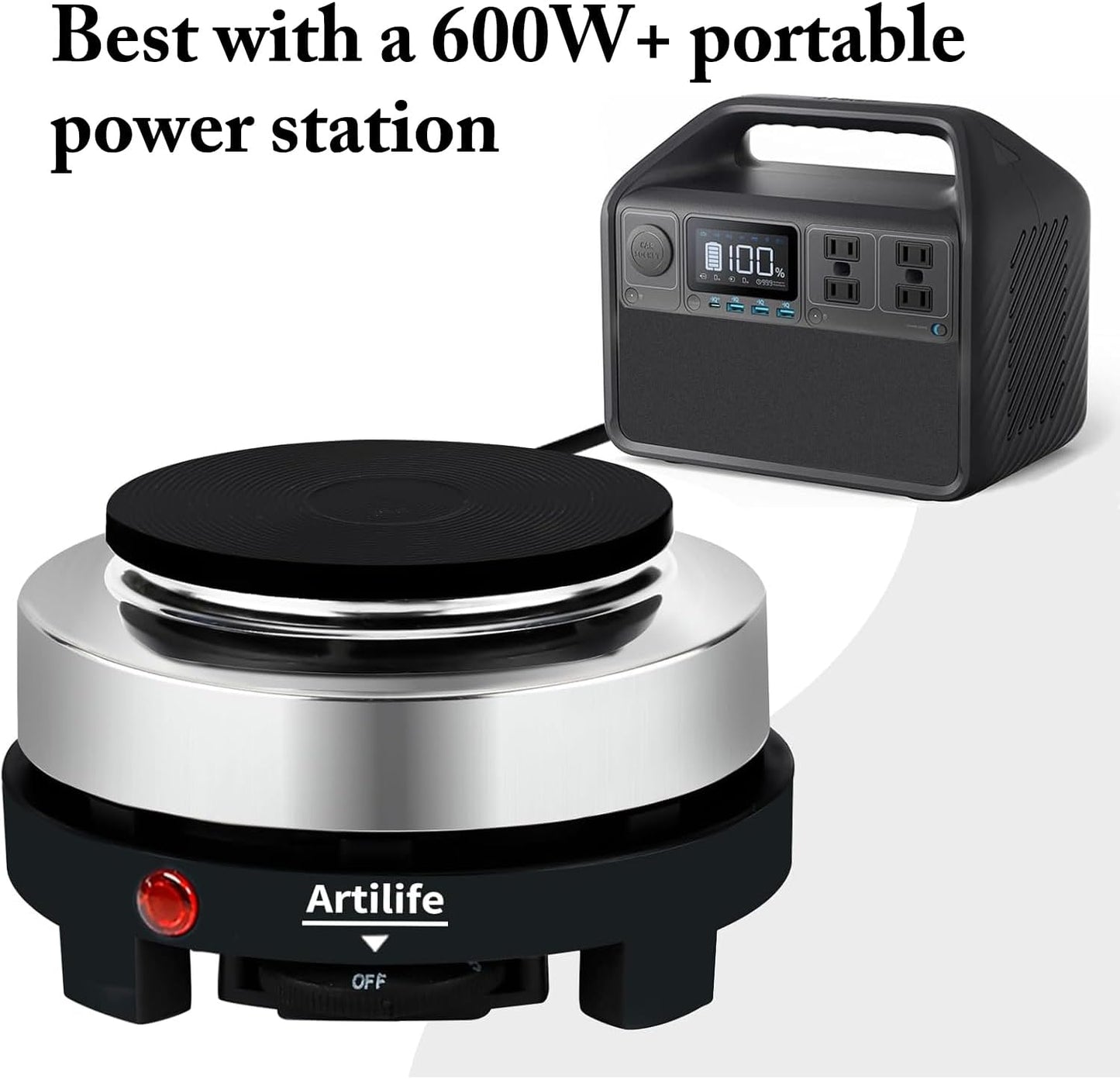 Artilife 500W Small Hot Plate Mini Hot Plate,Artilife 500w Small Electric Hot Plate,Mini Stove Portable Stove Kitchen Cooktop Electric Heater,Perfect Size for Moka Pot 110V