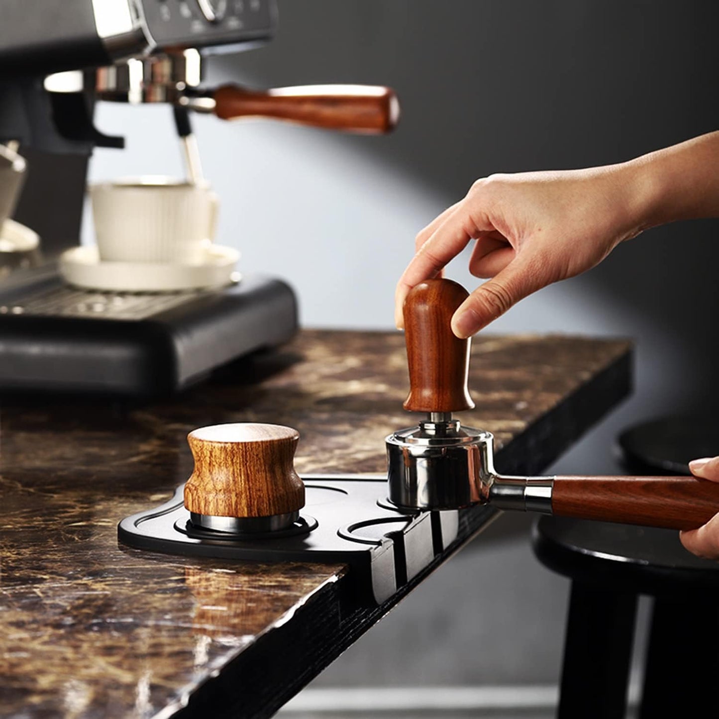 Coffee Tamper Mat Silicone Corner Tamping Mat (Large)