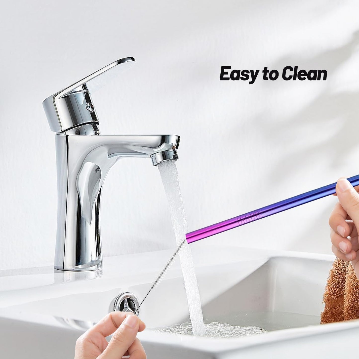 VEHHE Metal Straw Stainless Steel Straws Drinking Reusable Straws 4 Set -10.5" Ultra Long Rainbow Color-Cleaning Brush for 20/30 Oz for Yeti RTIC SIC Ozark Trail Tumblers (2 Straight|2 Bent|1 Brush)