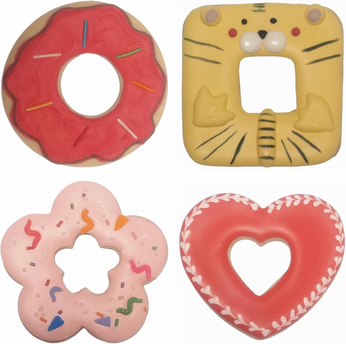 Large Size Donut Design Cookie Cutters Set of 4 pcs, Stainless Steel 4 Shapes Cream-filled Doughnut Fondant Cutter Molds Baking DIY (Round + Square + Heart + Flower)