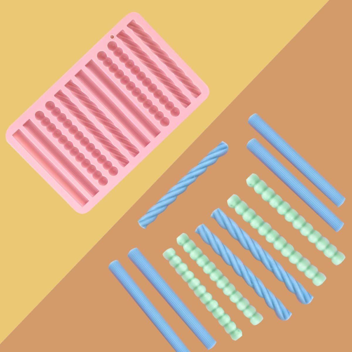 2Pcs oat bar mold - 12 long biscuit molds- Chocolate silicone mold for baking candies/energy bars, cheesecake, dried fruit cereal cookies (2, Pink)