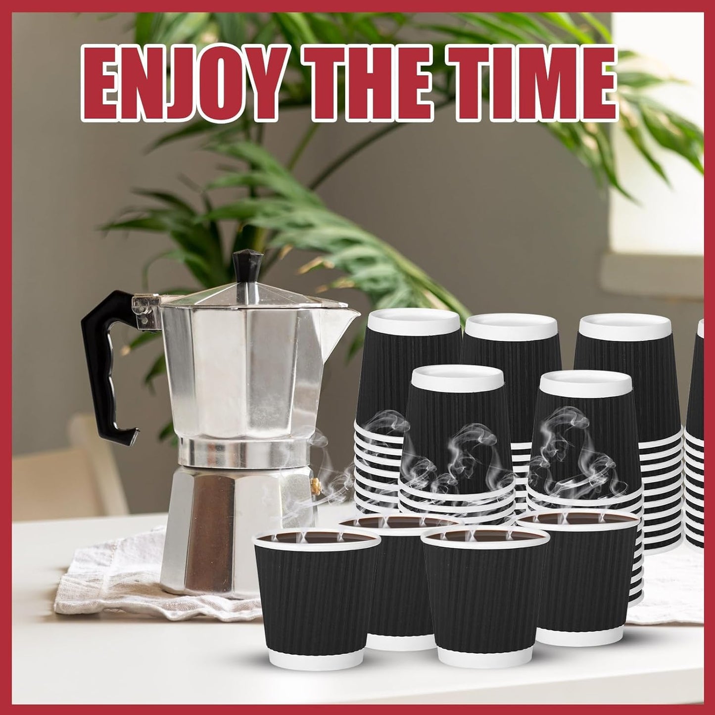 240Pack Paper Espresso Coffee Cups, 4 oz Disposable Coffee Cups,Corrugated Insulated Ripple Wall, Paper Ripple Cups for Coffee, Hot Chocolate and Hot Tea Drinks -Black