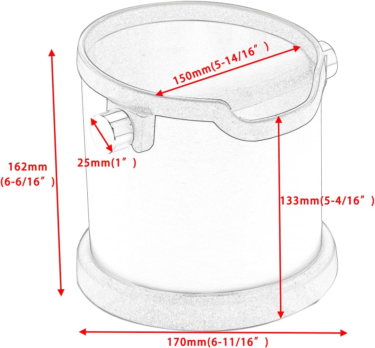 Espresso Knock Box, Capacity 60.8oz/1800ML Stainless Steel Coffee Grounds Container Waste Bin Coffee Tools for Barista and Non-slip Base (Black)