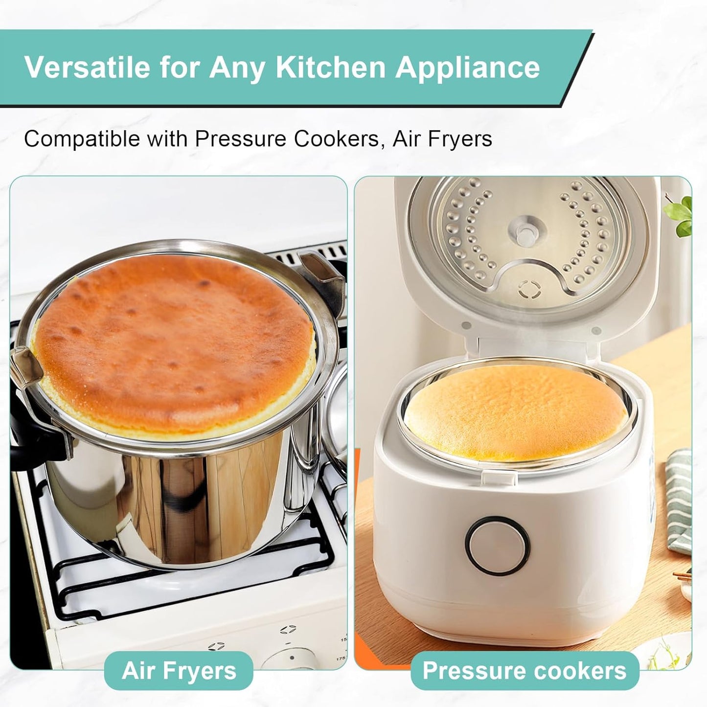 9inch 304 Stainless Steel Springform Cake Pan with Detachable Bottom, Silicone Cheesecake Pan Protector, Parchment Paper, Decorating Kit Piping Bags and Tips- Ideal for Home Bakers