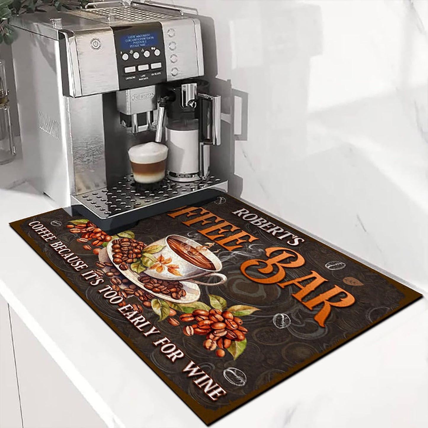 THUYPT Personalized Absorbent Coffee Mat for Counter, Coffee Drying Mat Coffee Bar Accessories, Kitchen Counter Coffee Maker Coffee Station Decoration (06)
