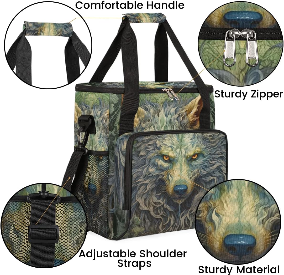 wolf animal vintage Coffee Maker Carring Bag Travel Carrying Storage Tote Bag Compatible with Keurig K-Mini or K-Mini Plus Portable Single Serve Coffee Brewer Case with Pockets for K-cup Pods