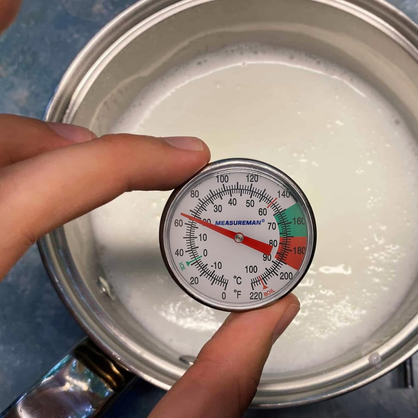 MEASUREMAN Milk Thermometer, Food/Meat Instant Read Thermometer, Pocket Size, Dishwasher Safe, Red, for Meat/Food Cooking and Grilling/Oven, Milk Foam, Coffee Drinks