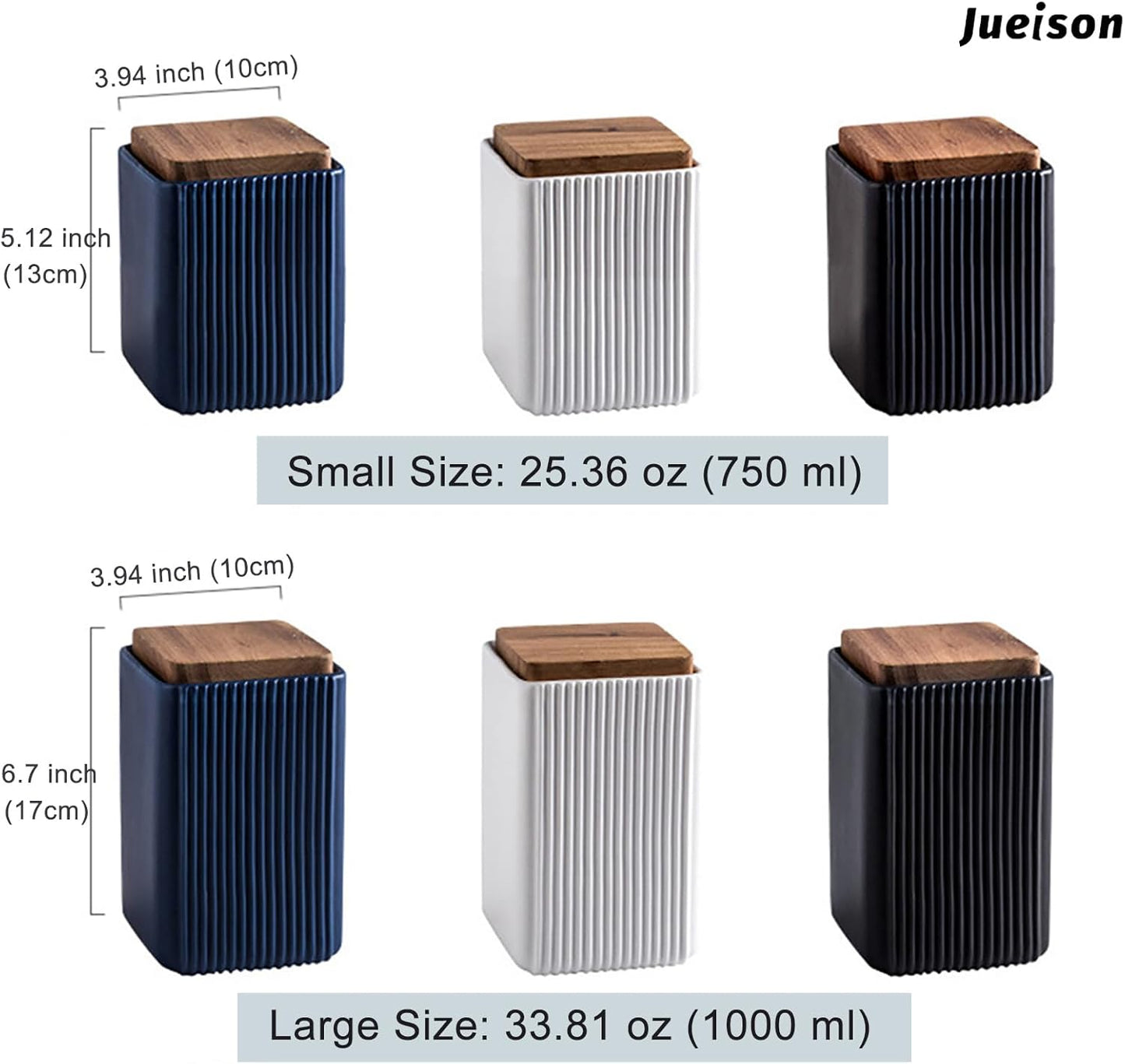 Ceramic Storage Jars Modern Elegant Highly Polished Airtight Storage Canisters with Lid Whiteware Food Stroage Jar for Kitchen Spice Tea Vanilla Sugar Coffee Beans (Blue-1000ML)