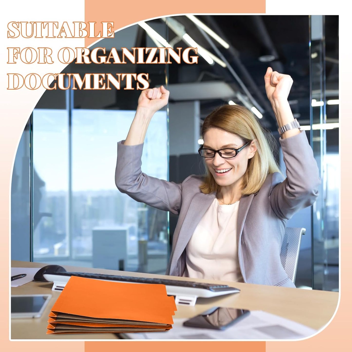 36 Pcs Classification Folders Letter Size, Back to School Supply for Teacher, Student, 2 Pocket Dividers Pressboard File Folder Bulk with 2 Fasteners, 2 in Expanding File Organizer (Orange)