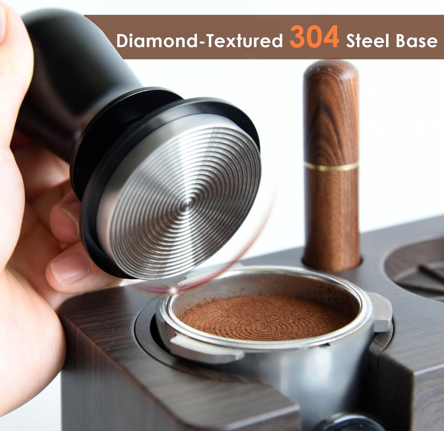 53mm Espresso Tamper, Triple Spring Loaded Tamper, Coffee Tamper with Stainless Steel Ripple Base, Self Leveling Tamper for Barista, Compatible with 53mm/54mm Breville Portafilter